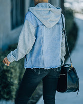 Wells Pocketed Hooded Knit Denim Jacket Ins Street